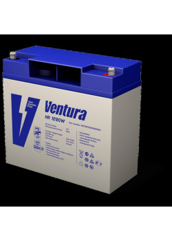 Батарея Ventura серия HR, HR1290W, напряжение  12 В, емкость 20Ач (разряд 20 часов), макс. ток заряда 6А,  свинцово-кислотная типа AGM,  клеммы  F6, ДШВ  181x77x167мм, вес 6.2кг/ Ventura battery HR series, HR1290W, voltage 12 V, capacity 20Ah (discharge 2