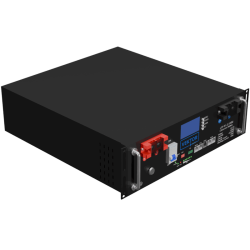 Батарея Vektor Energy серия LFP, LFP 51.2-100M, напряжение 51.2В, емкость 100 Ач, макс. ток разряда 100А, макс. ток заряда 100 А, литий-ионная аккуумуляторная батарея, клеммы М8, ДxШxВ 482*480*133 мм., вес 40 кг., срок службы 15 лет