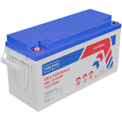 Батарея Vektor Battery серия HRL, HRL 12-600W, напряжение 12В, емкость 170 Ач (разряд 10 часов), макс. ток разряда (5 сек.) 1700 А, макс. ток заряда 51 А, свинцово-кислотная типа AGM, клеммы М8, ДxШxВ 485x170x240мм., вес 48,8 кг., срок службы 12 лет