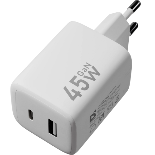 Defender Сетевой адаптер UPA-145 45W, USB A+C, белый