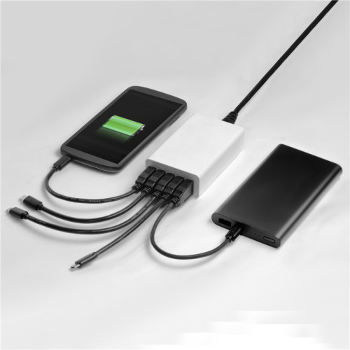 GCR Сетевая зарядка на 5 USB портов, серая