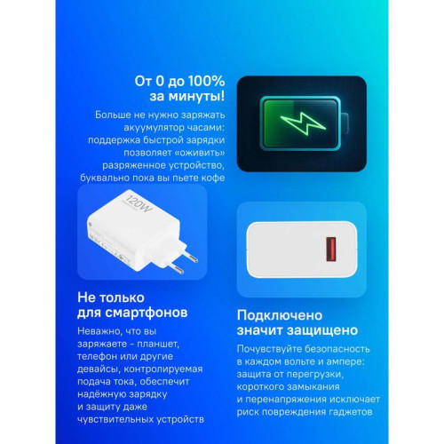 Сетевое зар./устр. Xiaomi 120W HyperCharge Combo (Type-A) EU 120W 6A (PD+QC) USB универсальное белый (BHR9462EU) Сетевое зар./устр. Xiaomi 120W HyperCharge Combo (Type-A) EU 120W 6A (PD+QC) USB универсальное белый (BHR9462EU)