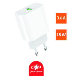 Сетевое З/У GoPower GPQC07 1USB 18W QC3.0 белый