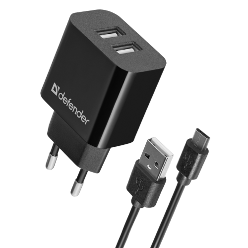 Defender Сетевой адаптер UPC-21 2xUSB,5V/2.1А кабель microUSB Defender Сетевой адаптер UPC-21 2xUSB,5V/2.1А кабель microUSB