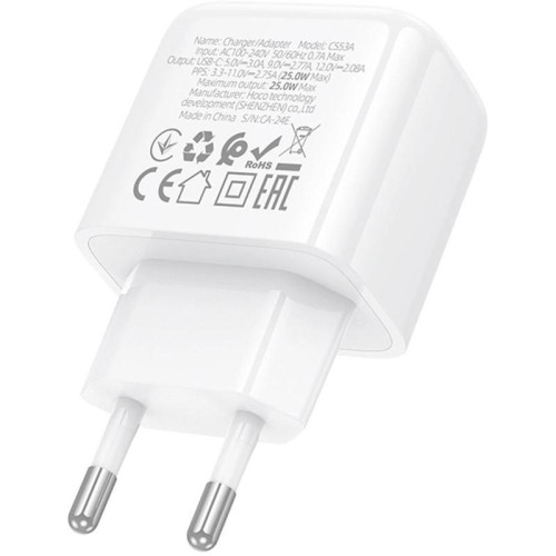 Сетевое зар./устр. Hoco CS53A Surplus 25W 3A (PD) USB Type-C универсальное белый (31488)