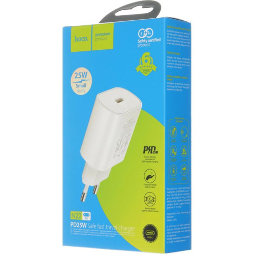 Сетевое зар./устр. Hoco N22 25W (PD+QC+AFC) USB Type-C универсальное белый