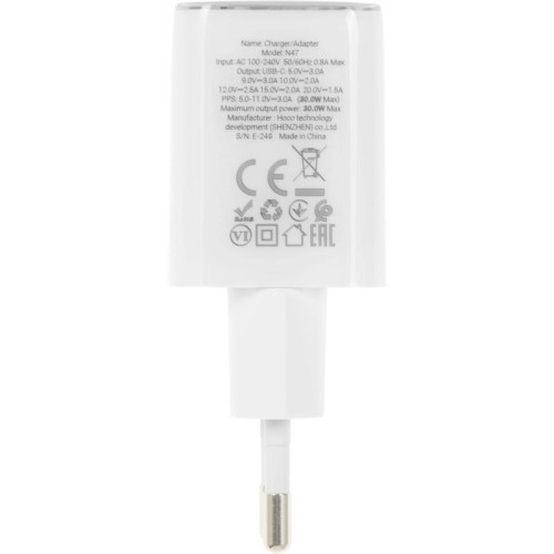 Сетевое зар./устр. Hoco N47 Glorious 30W 3A (PD) USB Type-C универсальное белый (PD30W 35363)