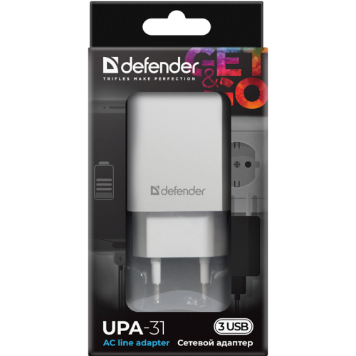 Defender Сетевой адаптер UPA-31 белый, 3xUSB, 5V/3.1А