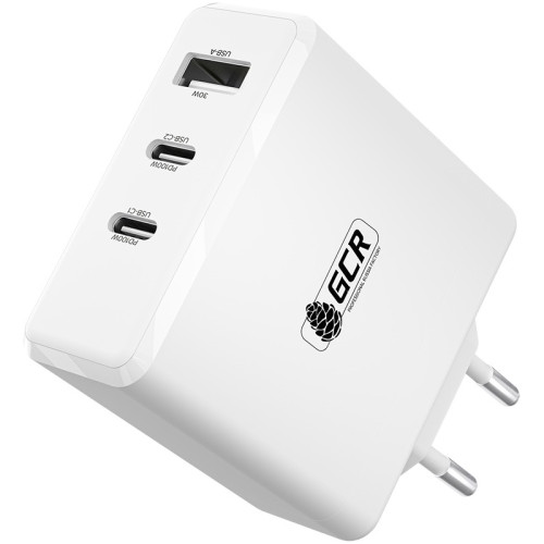 GCR Сетевое зарядное устройство 100W, 1 USB + 2 TypeC, GaN Tech Quick Charger, PD 3.0, белый