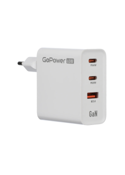 Сетевое З/У GoPower GPQC10 1USB+2Type-C 65W QC3.0 GAN белый