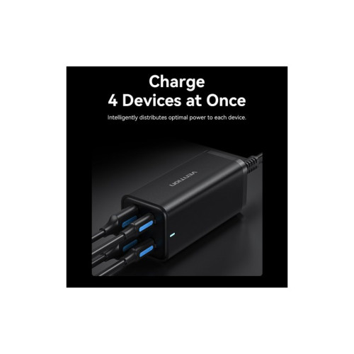 Сетевое зарядное устройство Vention на 4 порта GaN 100W USB (C+C+A+A) Чёрный, шт.