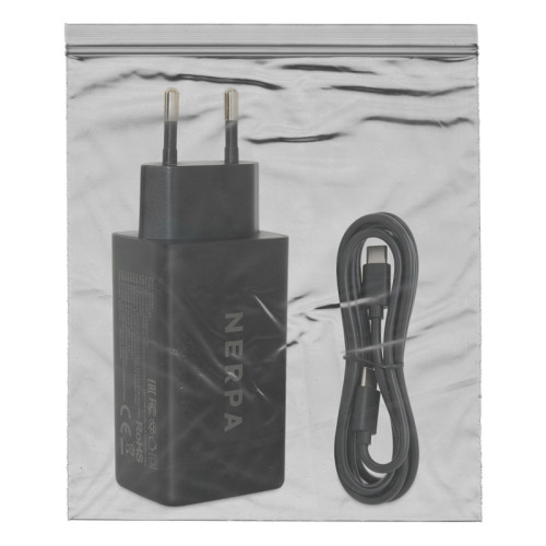 Сетевое зарядное устройство 220В/ Зарядное устройство NERPA PD333CBK 65W GaN PD+QC3.0, 2xUSB-C, 1xUSB-A, USB-C - USB-C 100W cable 1.5m black, EU plug, BULK Сетевое зарядное устройство 220В/ Зарядное устройство NERPA PD333CBK 65W GaN PD+QC3.0, 2xUSB-C, 1xUSB-A, USB-C - USB-C 100W cable 1.5m black, EU plug, BULK