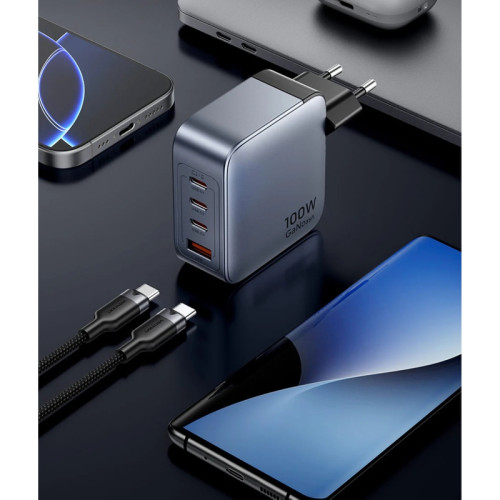 Набор Vention з/у на 4 порта GaN 100W USB (C+C+C+A) и кабель USB-C 5А Серый