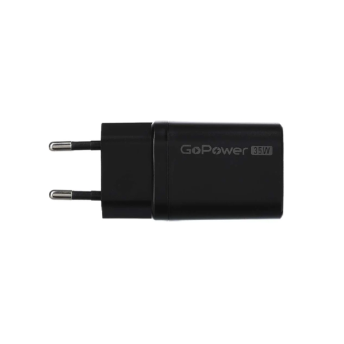 Сетевое З/У GoPower GPQC09 1USB+1Type-C 35W QC3.0 GAN черный