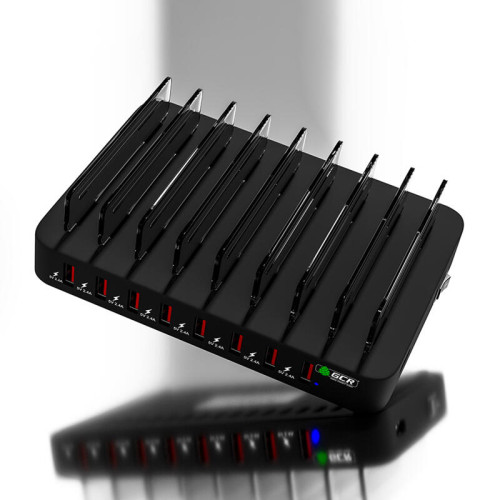 GCR Сетевая зарядка на 8 USB портов, черная
