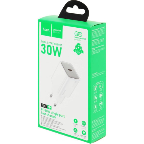 Сетевое зар./устр. Hoco N47 Glorious 30W 3A (PD) USB Type-C универсальное белый (PD30W 35363)