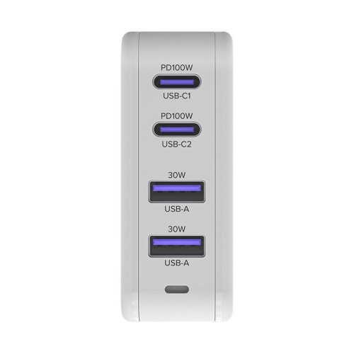 GCR Сетевое зарядное устройство 100W, 2 USB + 2 TypeC, GaN Tech Quick Charger, PD 3.0, белый