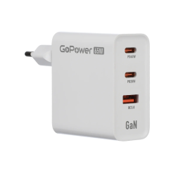 Сетевое З/У GoPower GPQC10 1USB+2Type-C 65W QC3.0 GAN белый