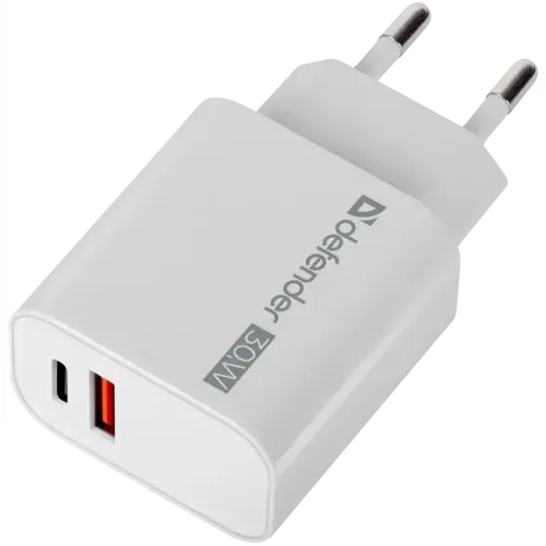 Defender Сетевое ЗУ UPA-130 USB-C/PD30W+USB-A/QC3.0 Defender Сетевое ЗУ UPA-130 USB-C/PD30W+USB-A/QC3.0