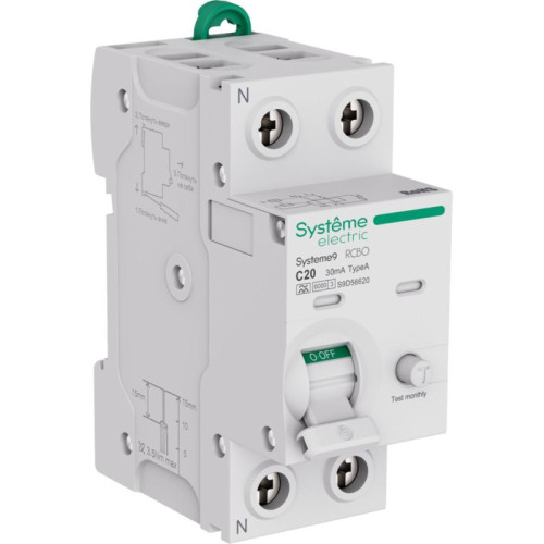 Systeme9 Авт. выкл. диф. тока (АВДТ) 1P+N C 20A 6kA 30мА Тип-A 230В