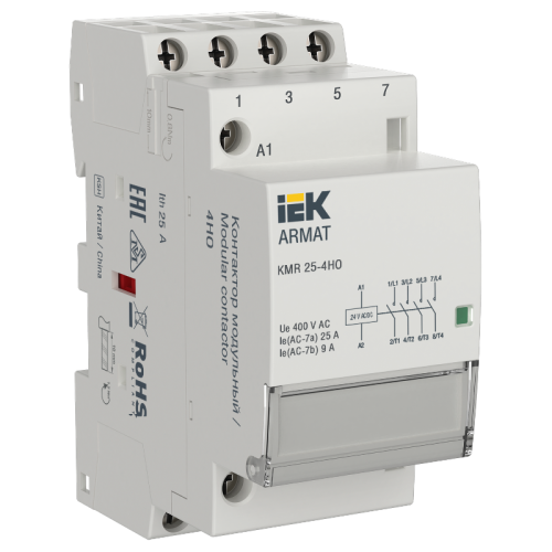ARMAT Контактор модульный KMR 25А 24В AC/DC 4НО IEK