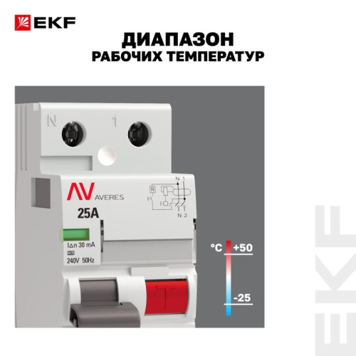 Устройство защитного отключения/ Устройство защитного отключения DV 2P 25А/30мА (AC) AVERES