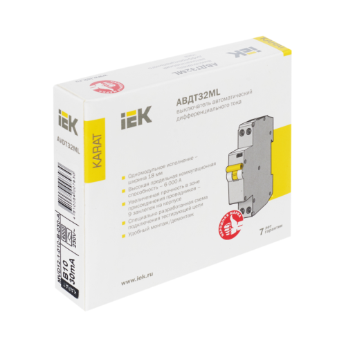 Выкл. авт. диф. тока АВДТ32ML тип A В10 30мА KARAT IEK