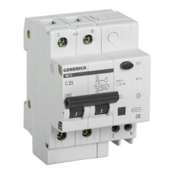 Автоматический выключатель IEK MAD15-2-025-C-030 АД12 Generica 25A тип C 4.5kA 30мА AC 2П 230В 4мод серый (упак.:1шт)