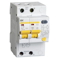 Автоматический выключатель IEK MAD10-2-032-C-030 АД12 32A тип C 4.5kA 30мА AC 2П 230В 3мод белый (упак.:1шт)