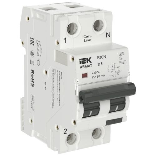 ARMAT АВДТ B10N 1P+NP C6 30мА тип A (36мм) IEK