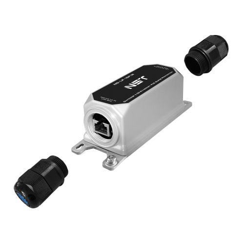 Уличное устройство грозозащиты/ Уличное устройство грозозащиты линий Ethernet и Ethernet + PoE на 1 канал (УЗИП). Класс II. Защищает Ethernet и PoE оборудование от наведенного напряжения высоких энергий. Скорость передачи данных: 10/100/1000/2500 Мбит/c. 