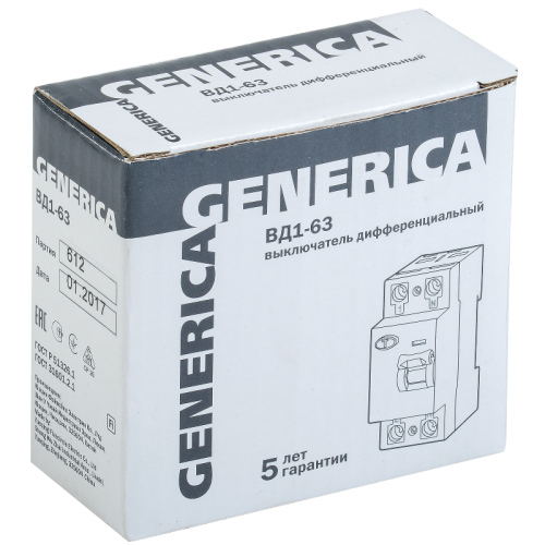 УЗО ВД1-63 2Р 50А 30мА GENERICA