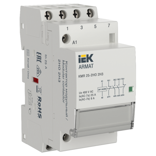 ARMAT Контактор модульный KMR 25А 24В AC/DC 2НО 2НЗ IEK