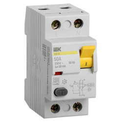Устройство защитного отключения IEK MDV10-2-050-030 ВД1-63 50A 30мА AC 2П 230В 2мод белый (упак.:1шт)