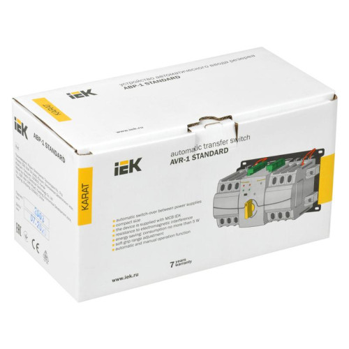 Автоматический выключатель IEK MAT10-063 АВР-1 63A тип C 6kA 3П 220/230В 6мод белый (упак.:1шт)