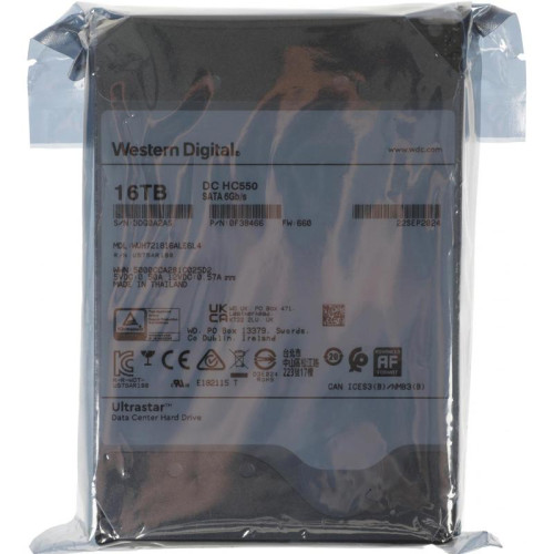 Жесткий диск WD SATA-III 16TB 0F38466 WUH721816ALE6L4 Server Ultrastar DC HC550 512E (7200rpm) 512Mb 3.5
