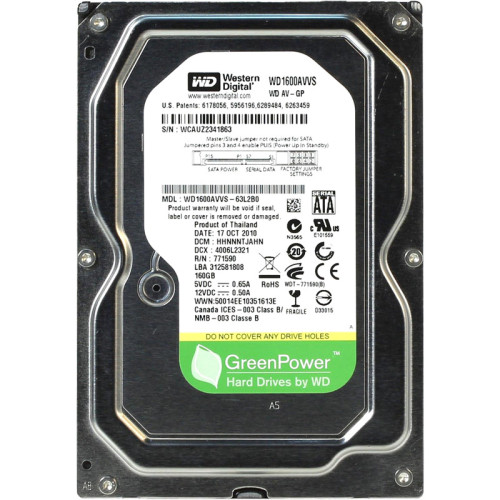 Жесткий диск/ HDD WHDD WD SATAII 160Gb Video (AV-GP) 8Mb 1 year warranty (вскрыта упаковка)