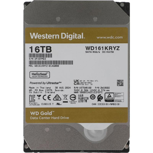 Жесткий диск WD SATA-III 16Tb WD161KRYZ Server Gold (7200rpm) 512Mb 3.5