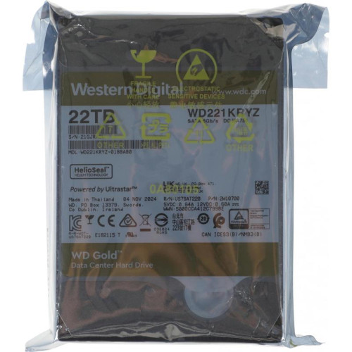 Жесткий диск WD SATA-III 22TB WD221KRYZ Gold 512E (7200rpm) 512Mb 3.5