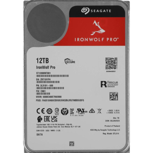 Жесткий диск Seagate SATA-III 12Tb ST12000NT001 NAS Ironwolf Pro 512E (7200rpm) 256Mb 3.5