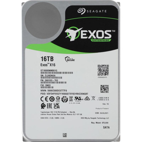 Жесткий диск Seagate SATA-III 16Tb ST16000NM001G Server Exos X16 512E (7200rpm) 256Mb 3.5