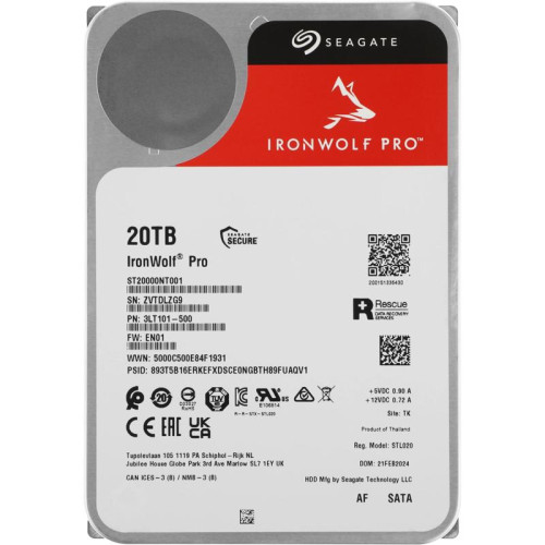 Жесткий диск Seagate SATA-III 20TB ST20000NT001 NAS Ironwolf Pro 512E (7200rpm) 256Mb 3.5