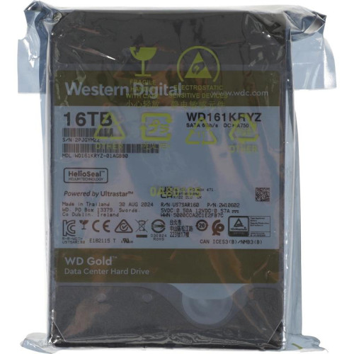 Жесткий диск WD SATA-III 16Tb WD161KRYZ Server Gold (7200rpm) 512Mb 3.5