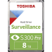 Жесткий диск/ HDD Toshiba SATA3 8Tb Surveillance S300 7200  512Mb 1 year warranty (replacement WD85PURZ, ST8000VX009)