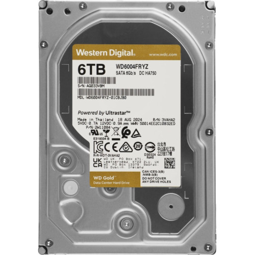Жесткий диск WD SATA-III 6TB WD6004FRYZ Server Gold 512E (7200rpm) 256Mb 3.5