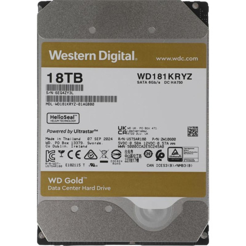 Жесткий диск WD SATA-III 18TB WD181KRYZ Server Gold 512E (7200rpm) 512Mb 3.5
