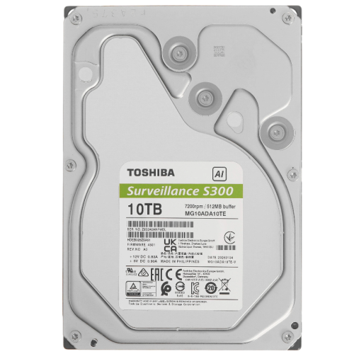 Жесткий диск/ HDD Toshiba SATA3 10Tb S300 AI Surveillance (CMR) 7200  512Mb 1 year warranty (replacement ST10000VE001, WD102PURP)