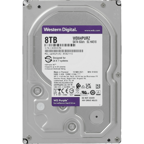 Жесткий диск/ RECERTIFIED HDD WD SATA3 8Tb Purple 5640 128Mb  1 year warranty (replacement WD85PURZ) RECERTIFIED
