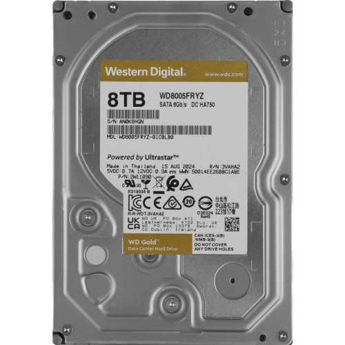 Жесткий диск WD SATA-III 8TB WD8005FRYZ Server Gold 512E (7200rpm) 256Mb 3.5