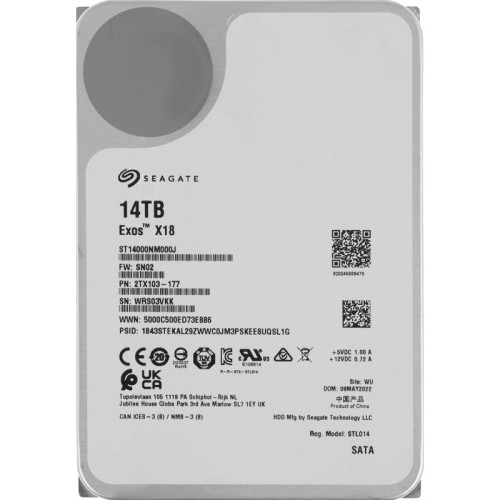 Жесткий диск Seagate SATA-III 14TB ST14000NM000J Exos X18 4KN (7200rpm) 256Mb 3.5